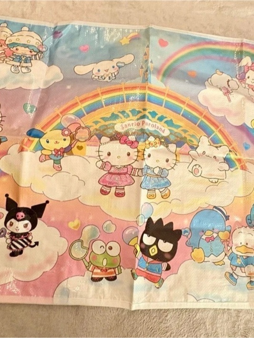 RARE Japan Sanrio Puroland Exclusive Hello Kitty Bag & Picnic Mat Set NWT